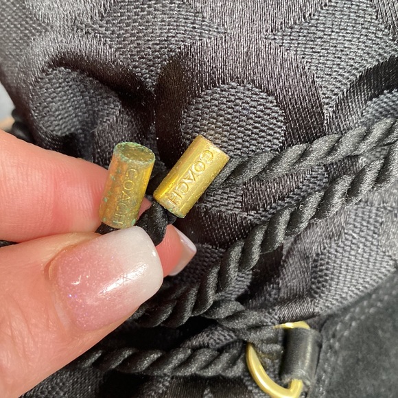 Coach black monogram jacquard Maisy rope tie lace up wedge winter boots Size 8 - Picture 11 of 16